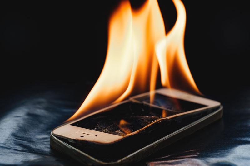 How to be Lithium-ion battery fire safe - Mobile phone on fire